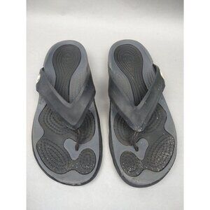 Crocs Mens 10 Black and Gray Flip Flops Women's Size 12